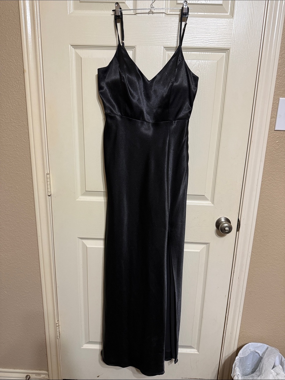 Birdy Grey Black Satin Maxi Slip Dress